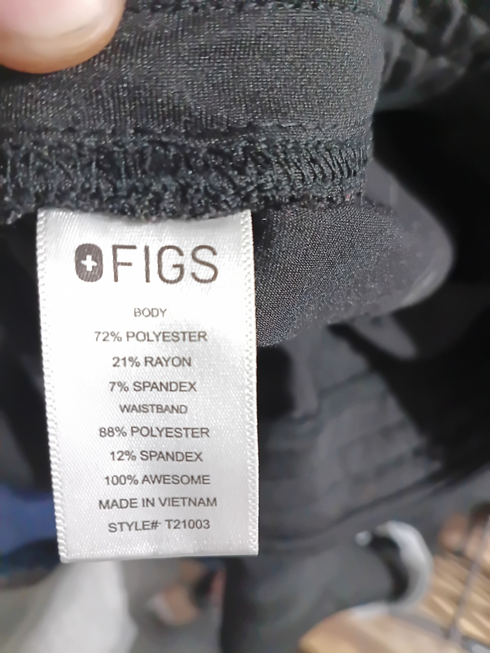 Figs Black Performance Scrub Bottoms with Label